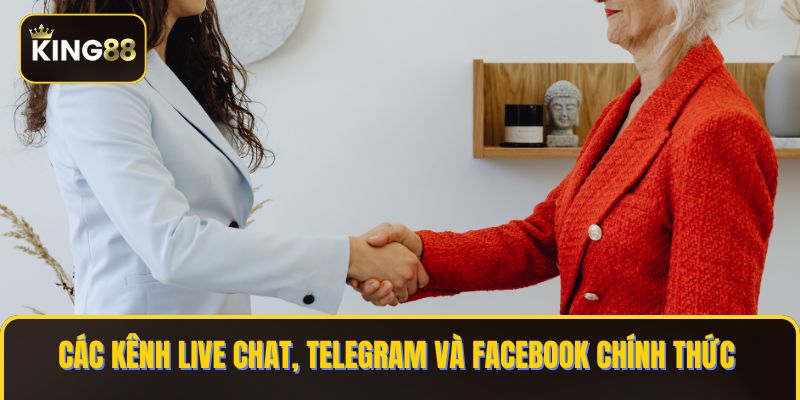 Các kênh live chat, Telegram và Facebook chính thức