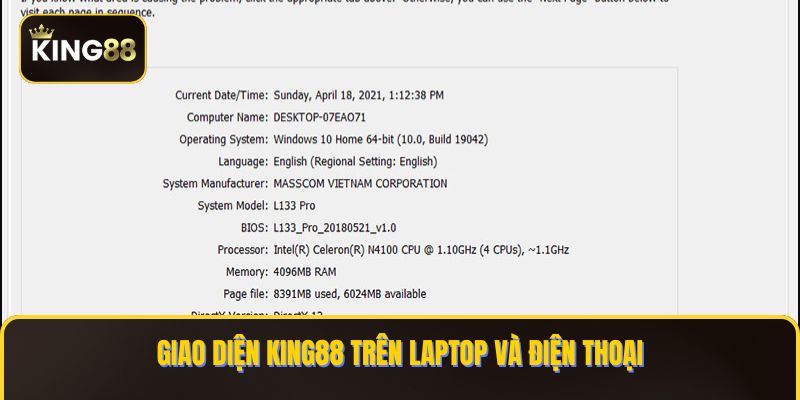 Giao diện KING88 trên laptop và điện thoại